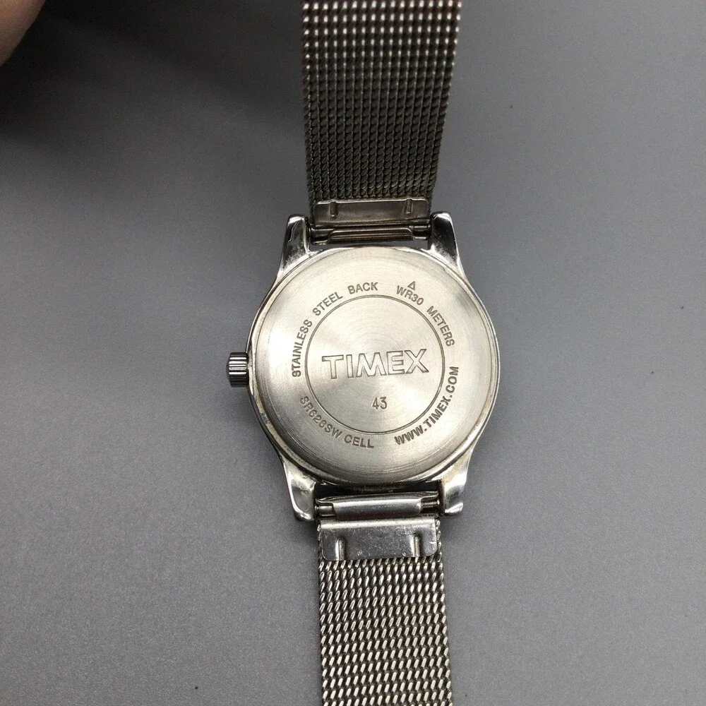 Timex Womens Watch 25mm Silver Tone Mesh Band Stainless Steel New Battery